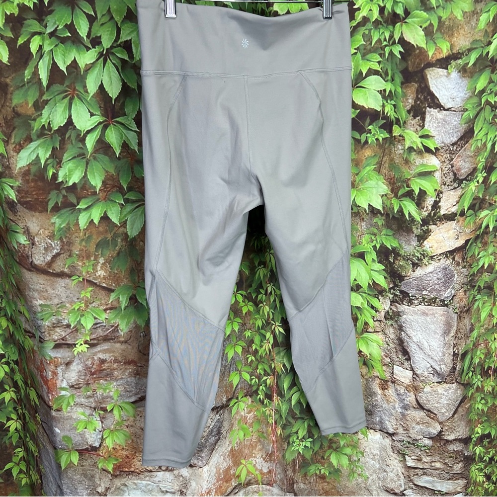 ATHLETA Gray Athleisure Yoga Wide-Band Waist Leggings, L - Picture 7 of 9